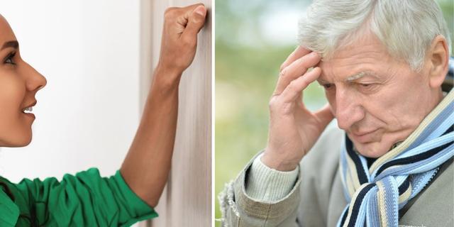 En kvinna knackar på en dörr och en äldre man ser förvirrad ut. En man med minnesproblem var inte hemma när hemtjänsten kom, ändå letade de inte efter honom. Personerna på bilden har ingenting med texten att göra