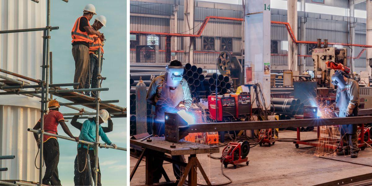 Byggarbetare ióch industriarbetare. Åtta av tio svenska företag vill växa, men sju av tio har svårt att hitta arbetskraft med rätt kompetens, det gäller särkilt i vissa branscher