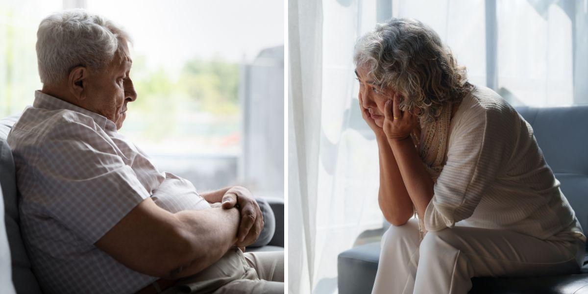 En man sitter ensam på soffan och en kvinna sitter ensam på soffan. Enligt en avhandling handlar ensamhet mer om en subjektiv upplevelse än om det faktiska antalet sociala kontakter en person har