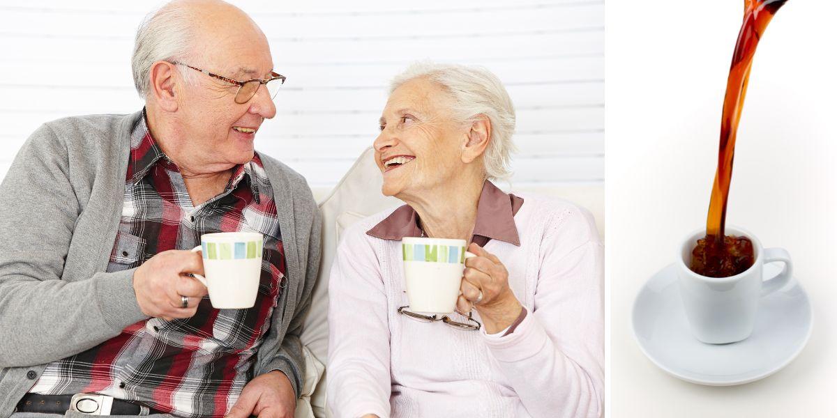 Ett par dricker kaffe och ler mot varandra och kaffe hälls upp. Äntligen! Nu kan priset på kaffe börja sjunka för en råvaruanalytiker tror att pristoppen är nådd.