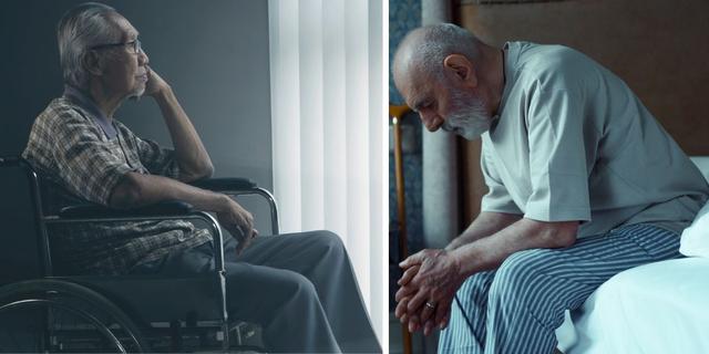 Två ensamma män. En ny studie bland personer över 65 med hemtjänst visar att ensamhet inte leder till för tidig död.