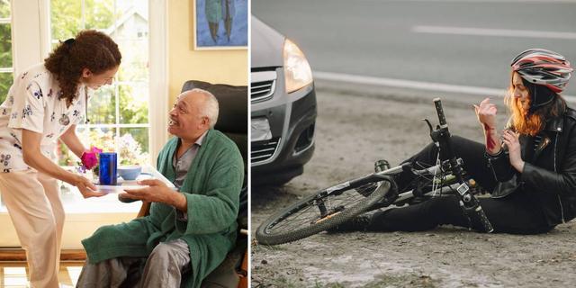 En kvinna på jobbet i hemtjänsten och en kvinna har råkat ut för en cykelolycka