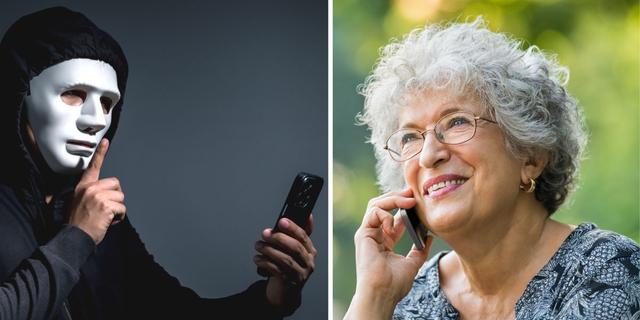 En mystisk man ringer och en glad äldre kvinna talar i telefon. Den trevliga främlingen som ringer, sms:ar eller mejlar kan vara en bedragare. Det här ska du tänka på för att undvika bedrägerier.