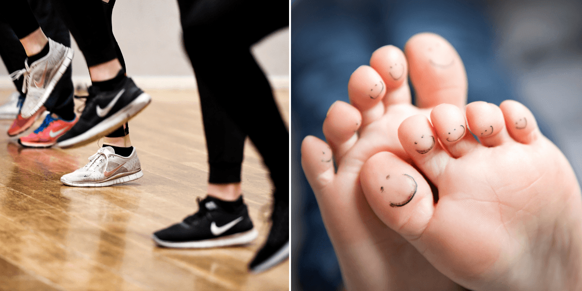 Fötter med fokus på stortån.