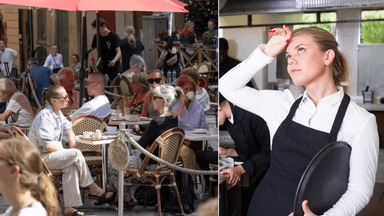 uteservering, irriterad servitris