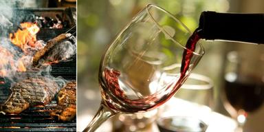 Grillat kött rött vin