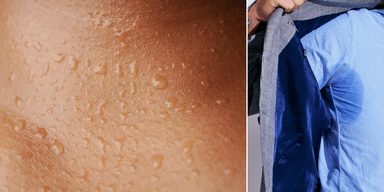 En man som svettas i armhålan.