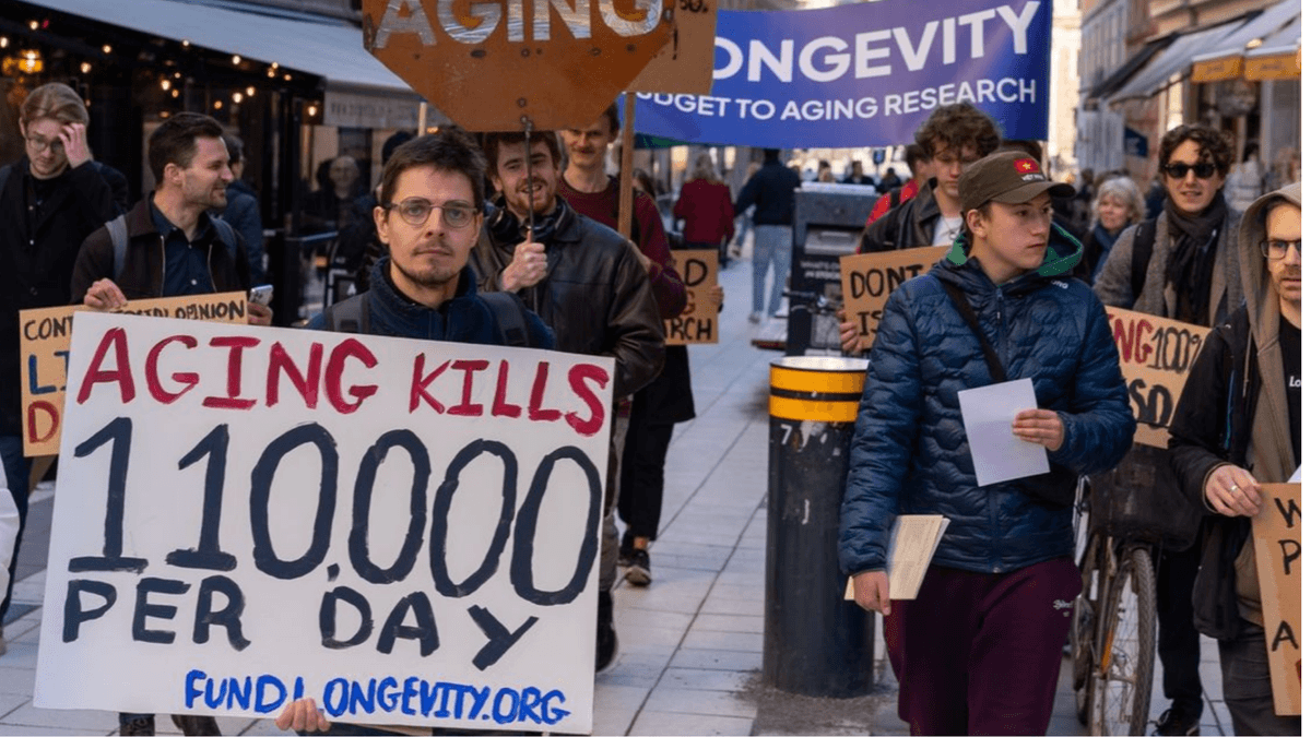 Demonstration mot åldrande och döden.
